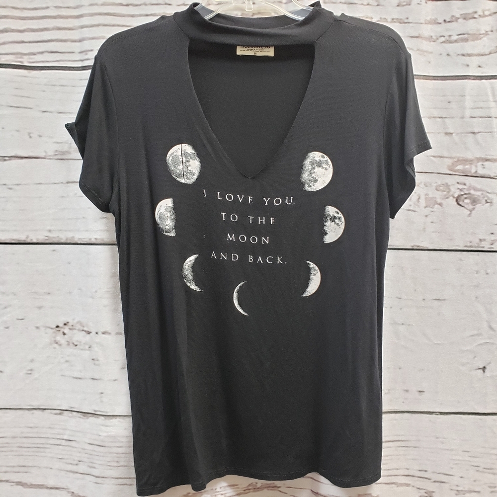 Mccnchild Love You To The Moon & Back Graphic Tee Black Peep Hole Front Medium